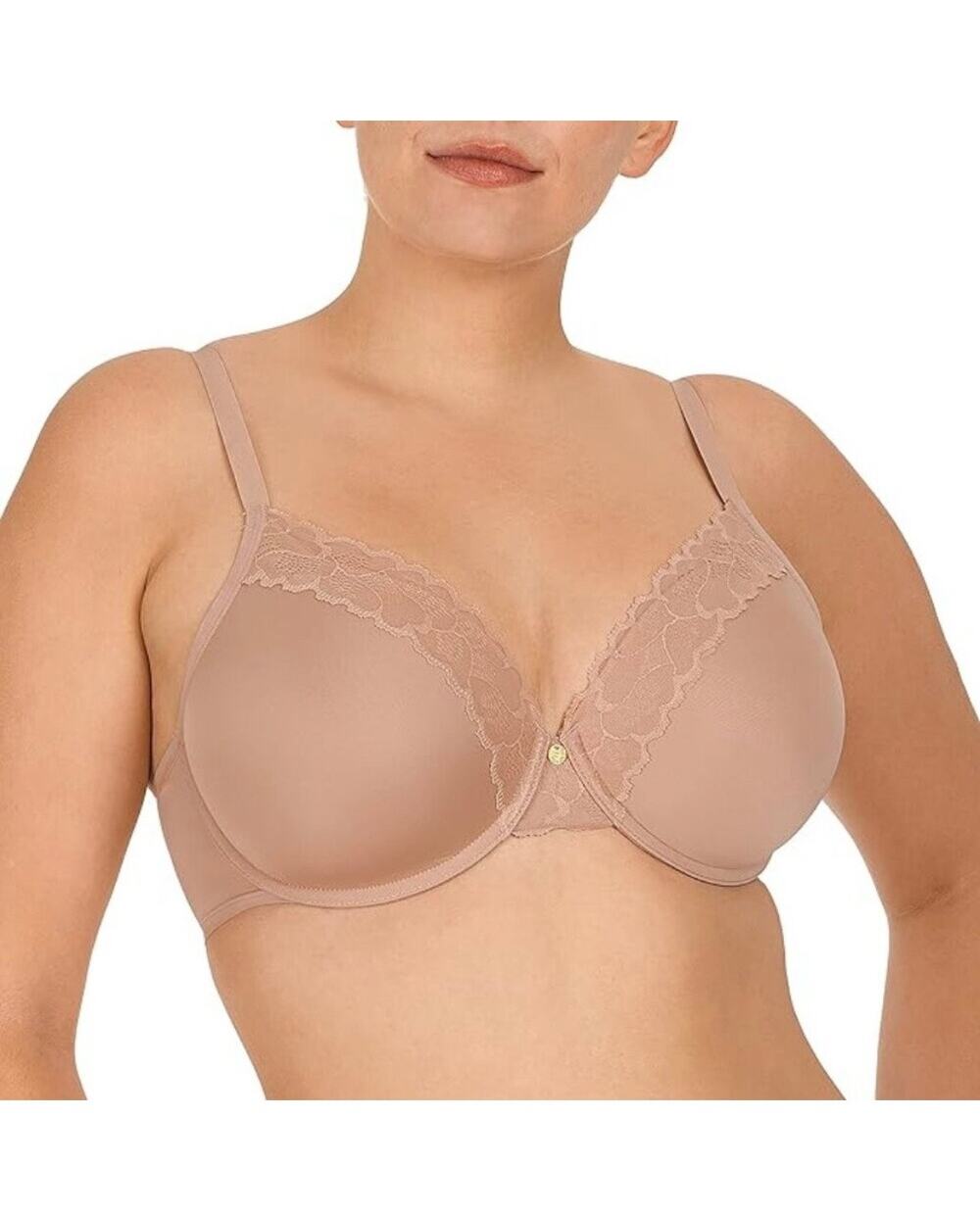Natori 7313219 Refined Wireless Plunge Bra Lace Tan Nude 38DD